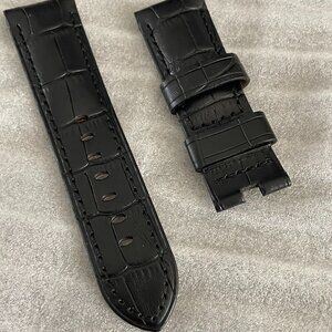 Panerai Black Alligator Leather Strap 24/22 for Deployment Buckle